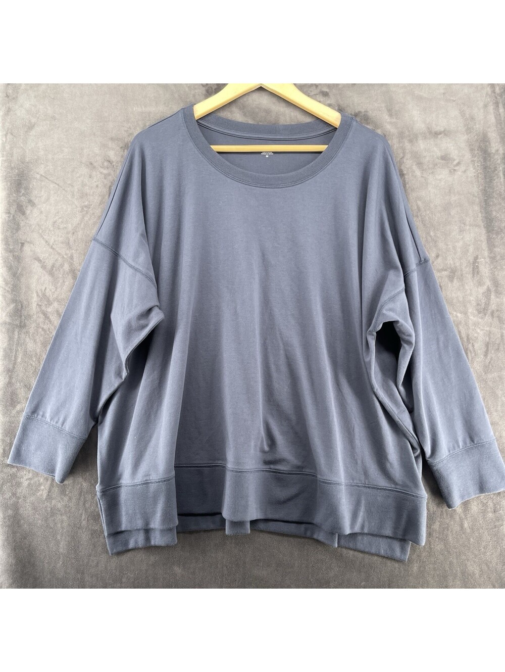 Eileen Fisher Women 3X Navy Blue Oversized Crewneck Pullover Sweatshirt